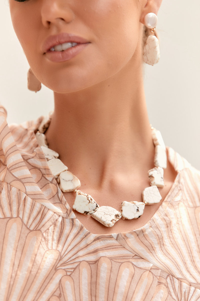 Chunky Stone & Gold Statement Necklace