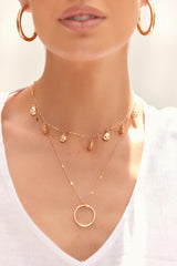 Gold Scattered Mini Beaten Metal Ring Necklace