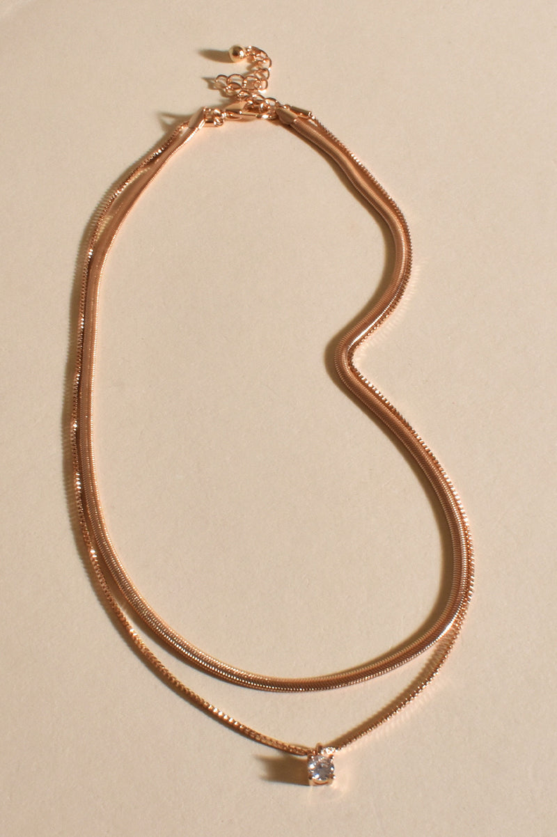 Mini Jewel Drop Layer Necklace (Gold)