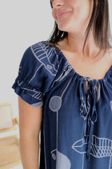Aloha Dress In Navy Fish