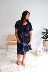 Aloha Dress In Navy Fish