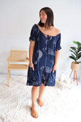Aloha Dress In Navy Fish
