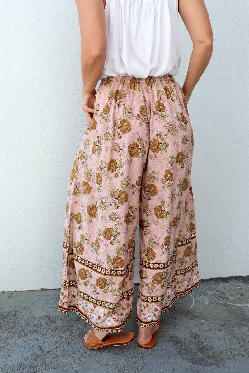 Bora Bora Long Wide Leg Pant in Pink Earth Rose