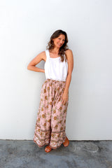 Bora Bora Long Wide Leg Pant in Pink Earth Rose