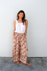 Bora Bora Long Wide Leg Pant in Pink Earth Rose
