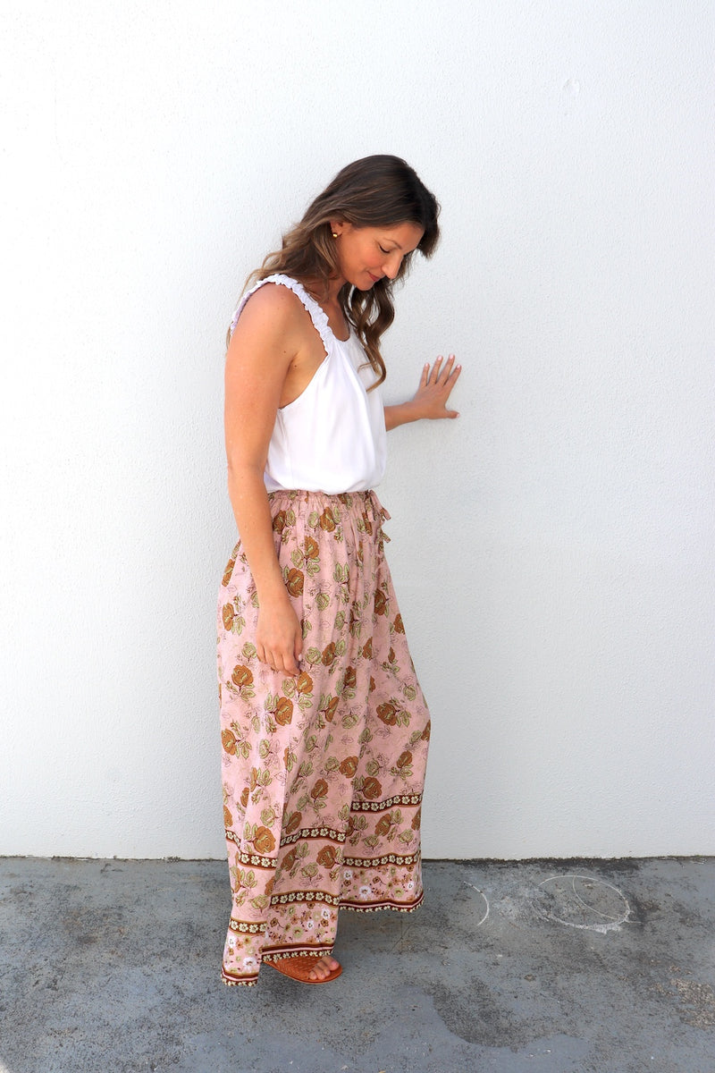 Bora Bora Long Wide Leg Pant in Pink Earth Rose