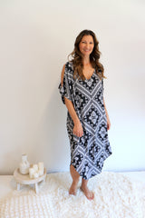 Cold Shoulder Dress In Black Diamond