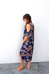 Cold Shoulder Dress In Blue Tea