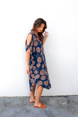 Cold Shoulder Dress In Blue Tea