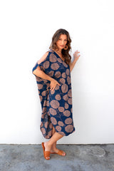 Cold Shoulder Dress In Blue Tea