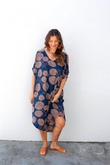 Cold Shoulder Dress In Blue Tea