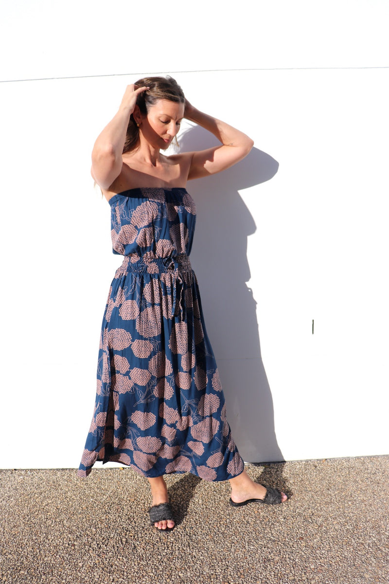 Daytripper Tube Maxi Dress In Blue Tea