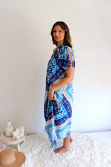 Freedom On/Off Shoulder Kaftan in Island Blue