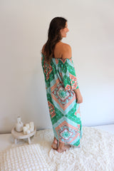 Freedom On/Off Shoulder Kaftan in Island Green