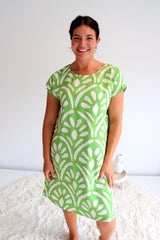 Grace Shift Dress in Fine Art Green
