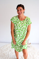 Grace Shift Dress in Fine Art Green
