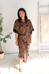 Long Kaftan In Pendant Choc/Black