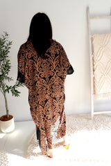 Long Kaftan In Pendant Choc/Black