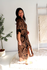 Long Kaftan In Pendant Choc/Black