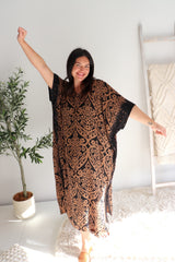 Long Kaftan In Pendant Choc/Black