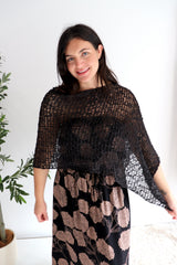 Mini Travel Poncho in Black