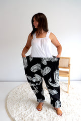 Harem Elastic Long Pant In Malta Black