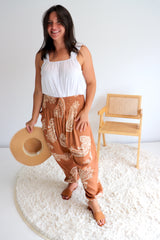 Harem Elastic Long Pant In Malta in Sienna