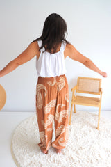 Harem Elastic Long Pant In Malta in Sienna
