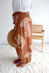 Harem Elastic Long Pant In Malta in Sienna