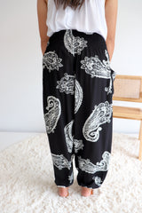 Harem Elastic Long Pant In Malta Black