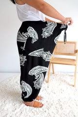Harem Elastic Long Pant In Malta Black