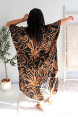 Long Kaftan In Hibiscus Chocolate