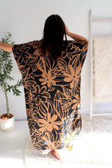 Long Kaftan In Hibiscus Chocolate