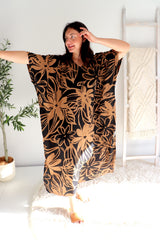 Long Kaftan In Hibiscus Chocolate