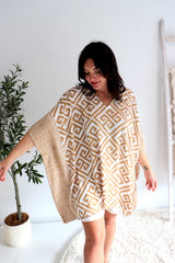 Short Kaftan in Corinthian Coast Taupe/Gold