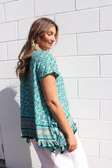 Amalfi Short Sleeve Top In Cottage Vine