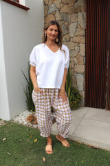 Dream Pant in Cotton Gingham Latte