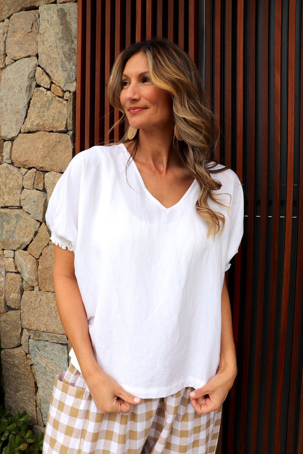 Armani Linen Top in White