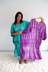 Long Kaftan In Purple Tie Dye