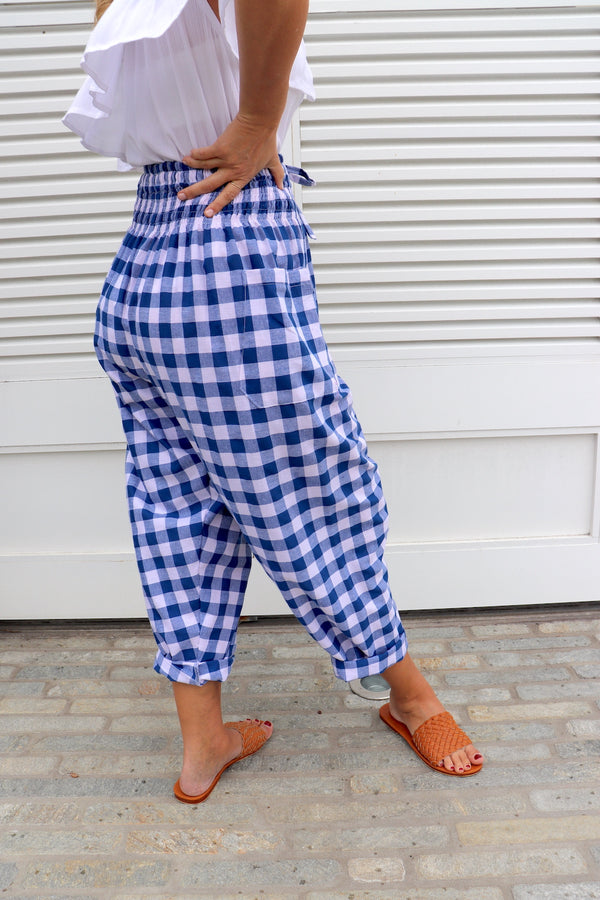 Dream Pant in Cotton Gingham Navy - next drop March 24