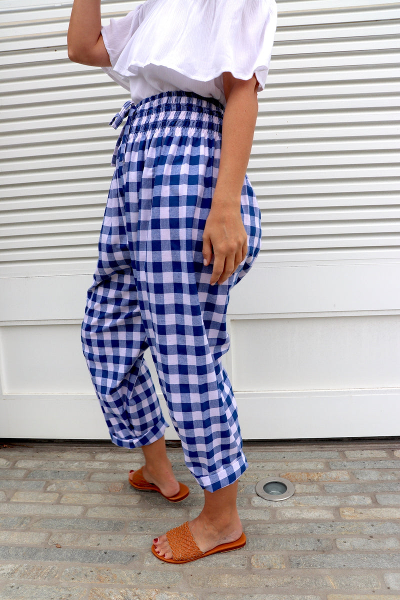 Dream Pant in Cotton Gingham Navy