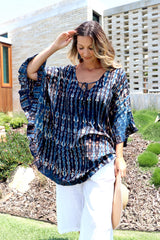 Set Free Batwing Top In Midnight Tie Dye