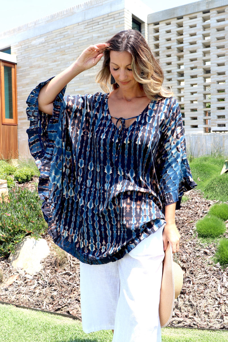 Set Free Batwing Top In Midnight Tie Dye