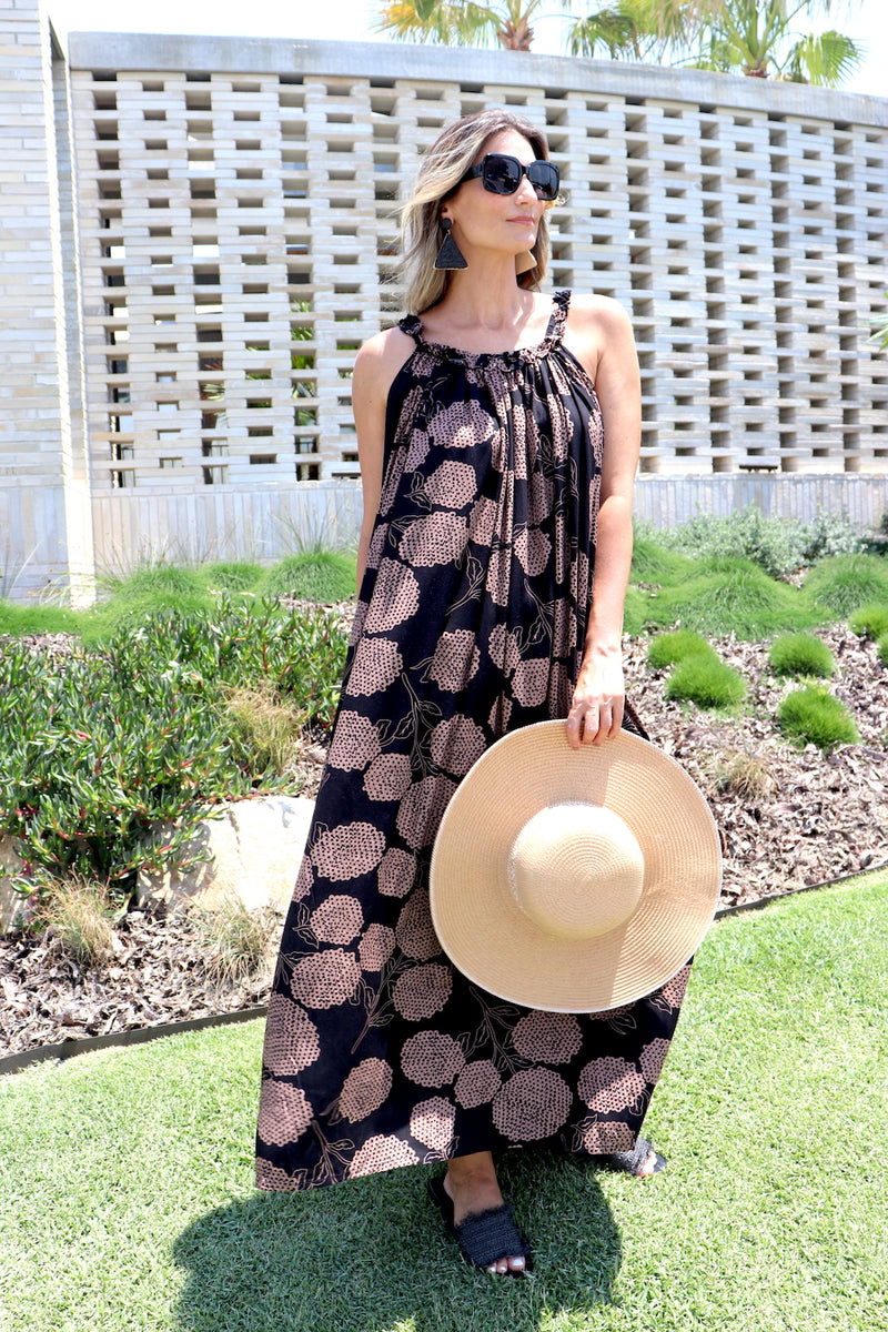 Celine Maxi Dress In Black Tea