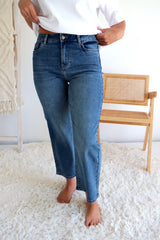 Stretchy High Waisted Wide Leg Jeans