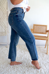 Stretchy High Waisted Wide Leg Jeans