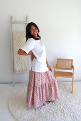 Pink Choc Polka Dot Maxi Skirt
