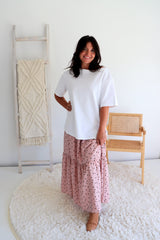 Pink Choc Polka Dot Maxi Skirt