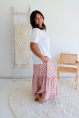Pink Choc Polka Dot Maxi Skirt