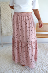 Pink Choc Polka Dot Maxi Skirt